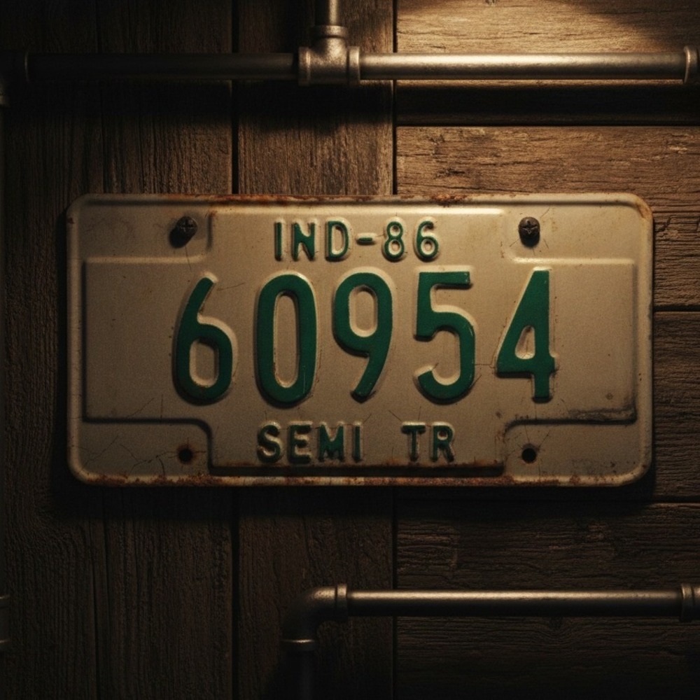 Indiana Vintage 1972‎ Semi Trailer License Plate 68568 Green White Rustic Patina